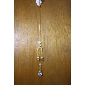 Suncatcher Crystal Light Prism Sun Moon Star Gold Star Brass 16" Garden Window